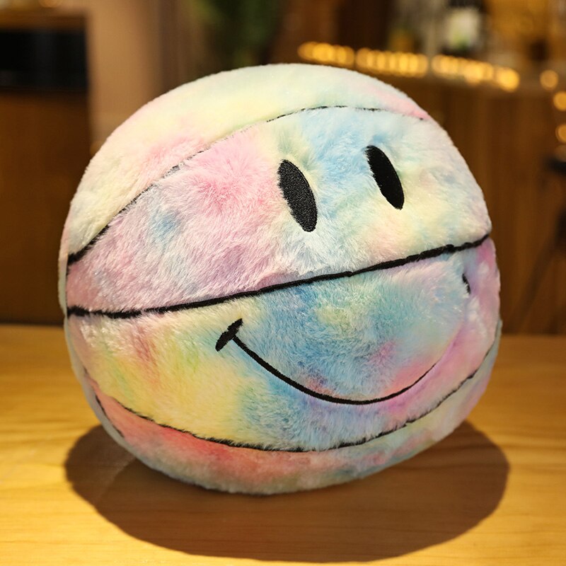 Smiley Basketball Plushie Throw Pillow