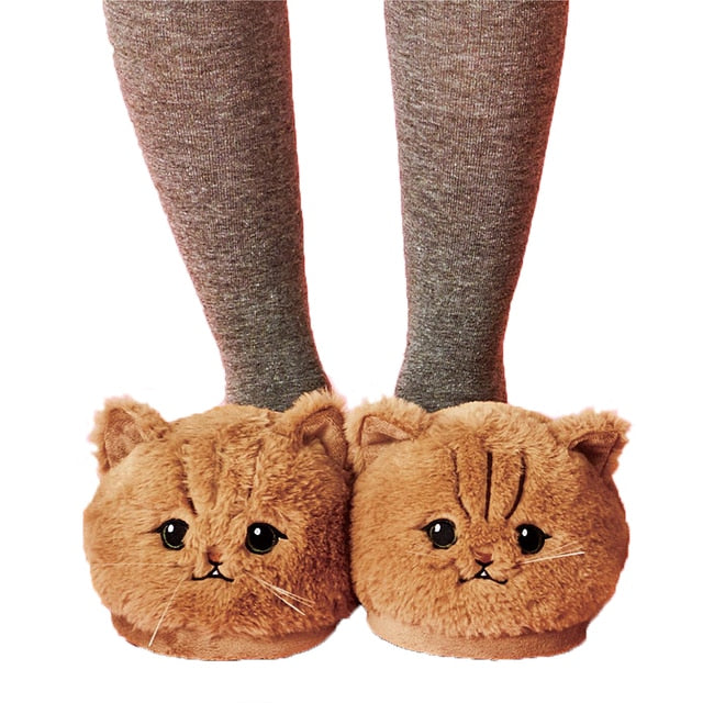 Soft Plush Kitten Slippers