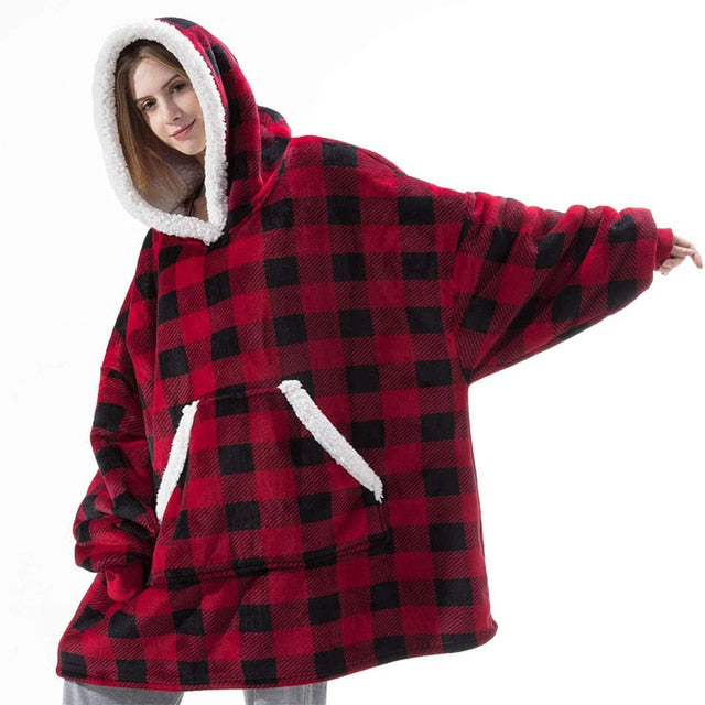 Patterned Blanket Hoodie