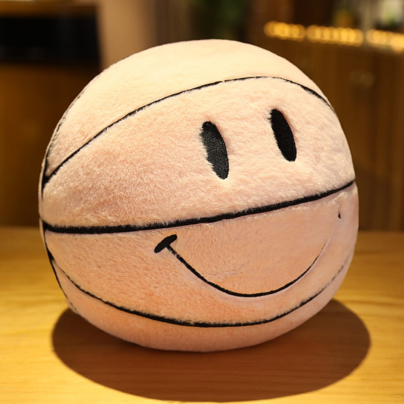 Smiley Basketball Plushie Throw Pillow