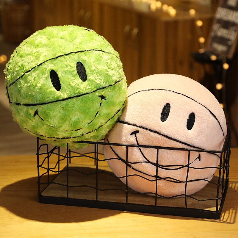 Smiley Basketball Plushie Throw Pillow