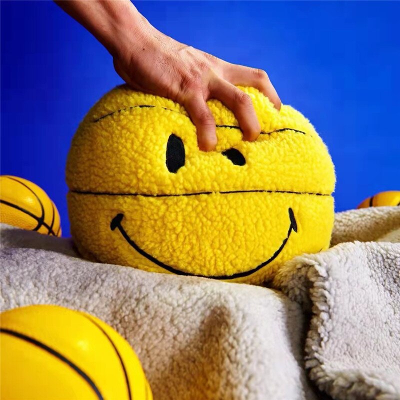 Smiley Basketball Plushie Throw Pillow