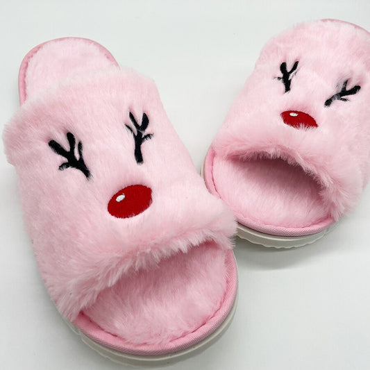 Women Reindeer Plush Slippers