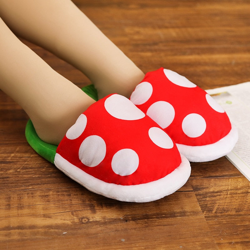 Mario Mushrooms Plush Slippers