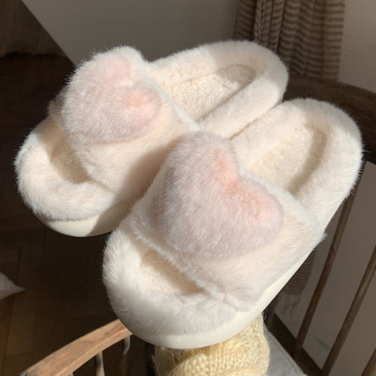 Pop-up Heart Fluffy Slippers