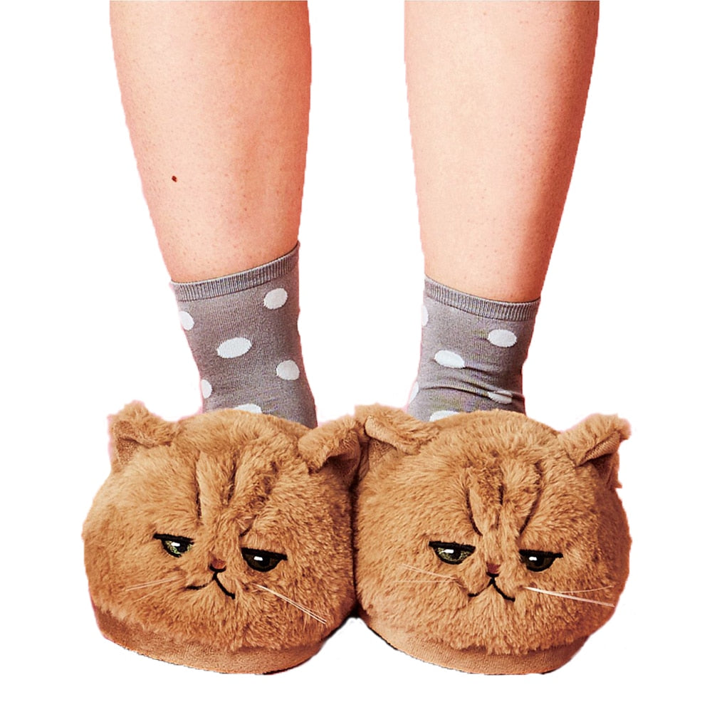 Soft Plush Kitten Slippers