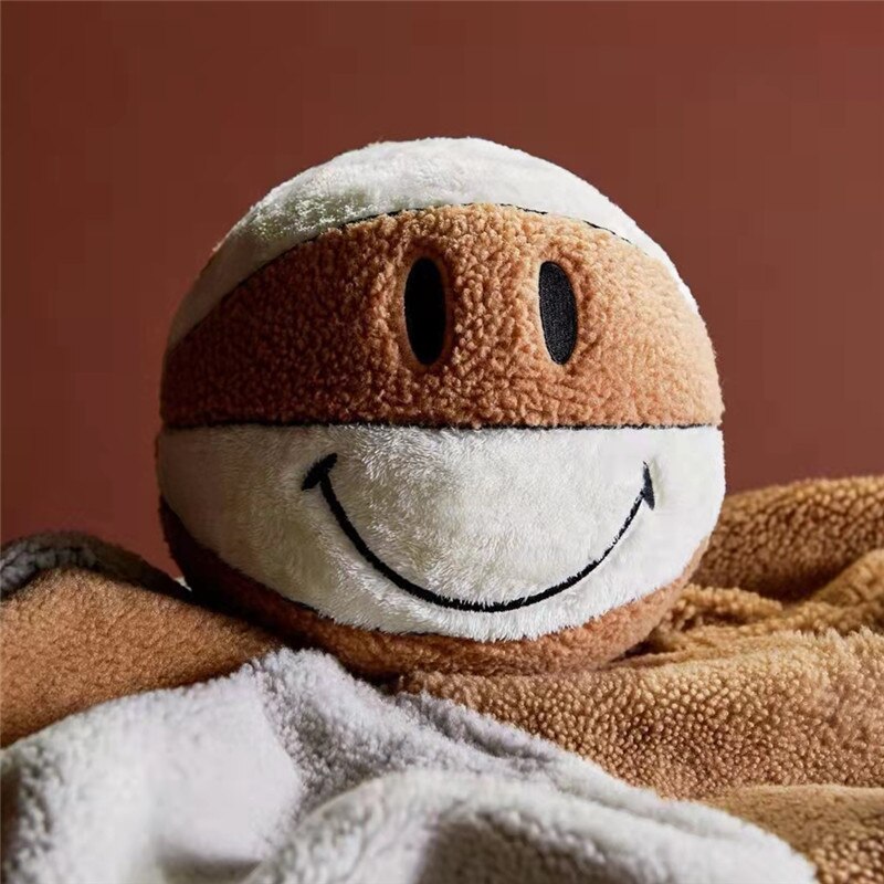 Smiley Basketball Plushie Throw Pillow